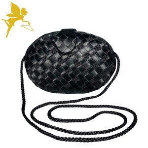 VINTAGE DELILL Hard Case Satin Basket Weave Evening Bag